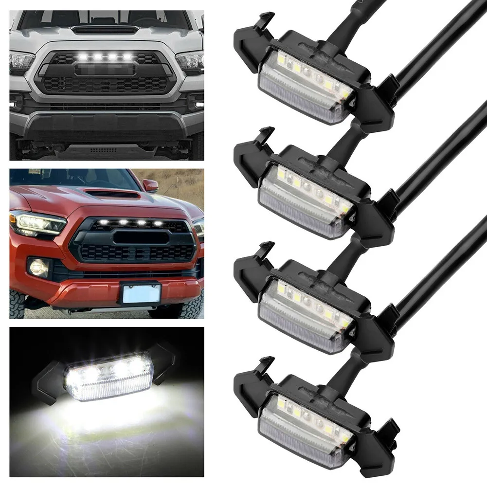 

4X Raptor Style White LED Lamps Front Grill Lights Kit For Toyota Tacoma 2016-up Truck For Ford SUV Raptor Style