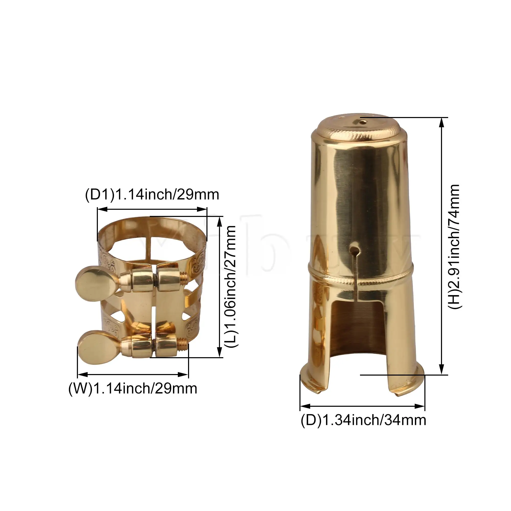 

Yibuy Saxophone Mouthpiece Ligature Cap Alto Sax Musical Instrument Parts Gold