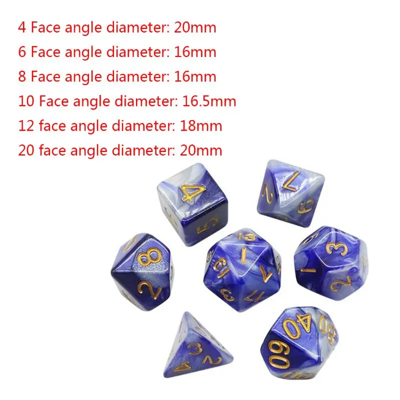

7pcs D20 Polyhedral Dice Double Colors 20 Sided Dices Table Board Role Playing Game for Bar Pub Club Party