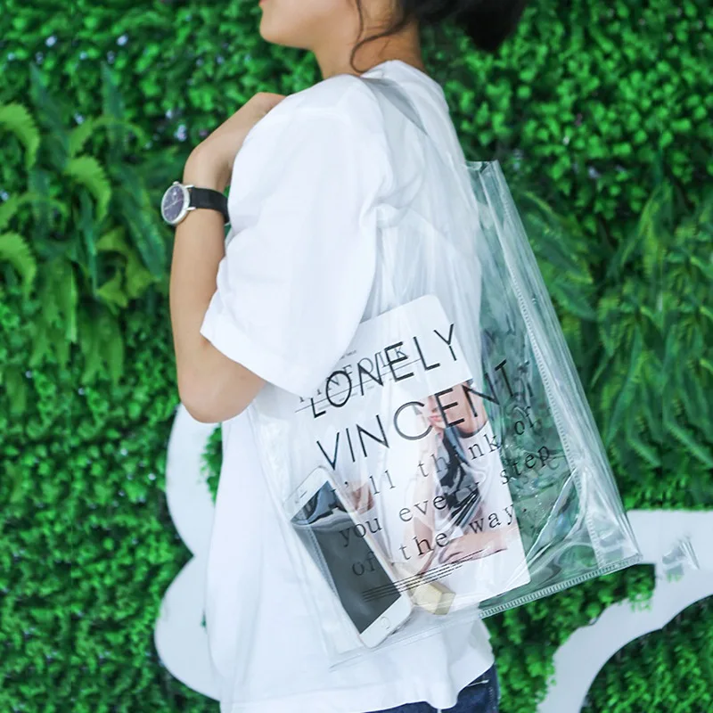 2020 желе сумки прозрачные ПВХ для покупок открытые женские на плечо пляжные