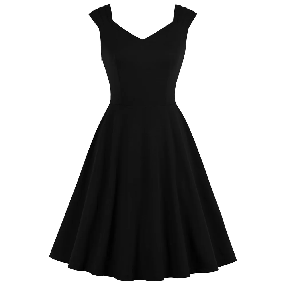 Женское винтажное платье Audrey Rockabilly летнее без рукавов с треугольным вырезом и