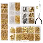 DIY набор ювелирной фурнитуры, сережки, крючок, Открытое кольцо, застежка-лобстер, плоская игла, инструменты для изготовления ювелирных изделий, набор аксессуаров для сережек