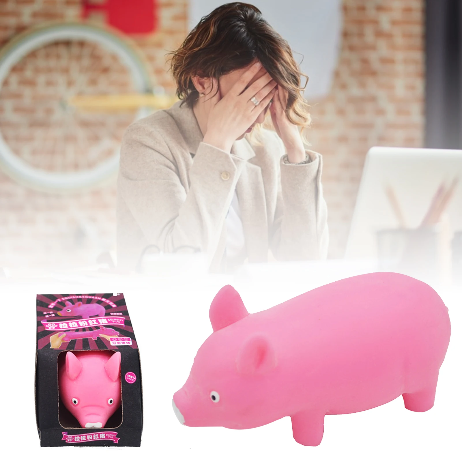 

Pink Pig Sensory Fidget Toy Portable Squeeze Animal Calming Toys Office Stress Pressure Ball Stress Reliever Toy grand