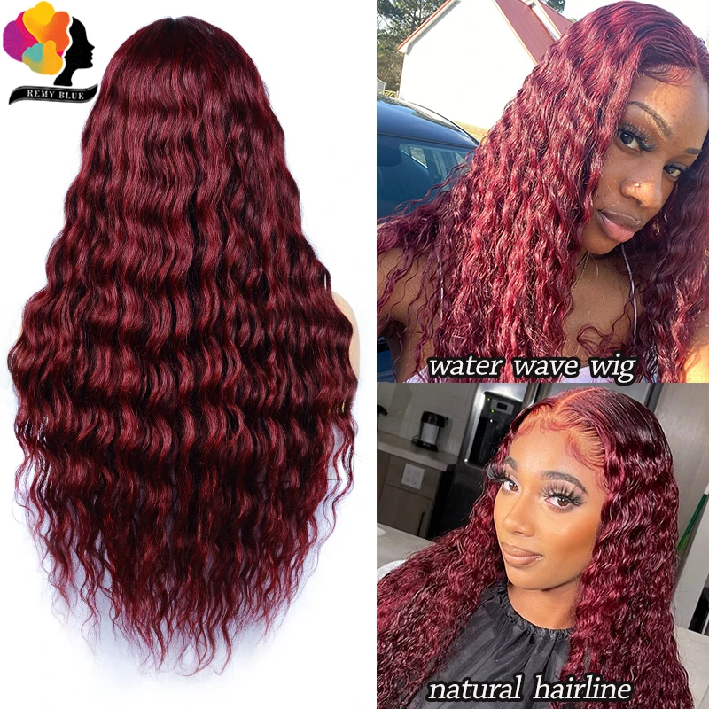 Парик с волнистыми кружевами спереди 99J бордовые красные вьющиеся человеческие