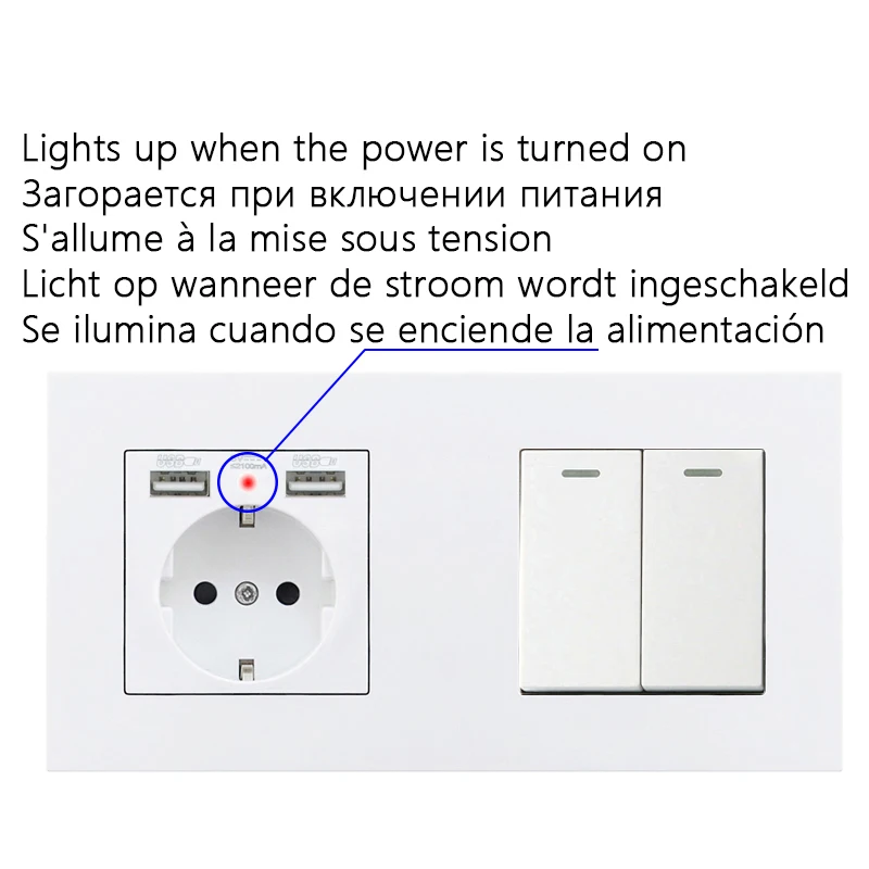 Avoir DE ЕС настенная розетка с Светодиодный индикатор Dual USB RJ45 ТВ Порты и разъёмы