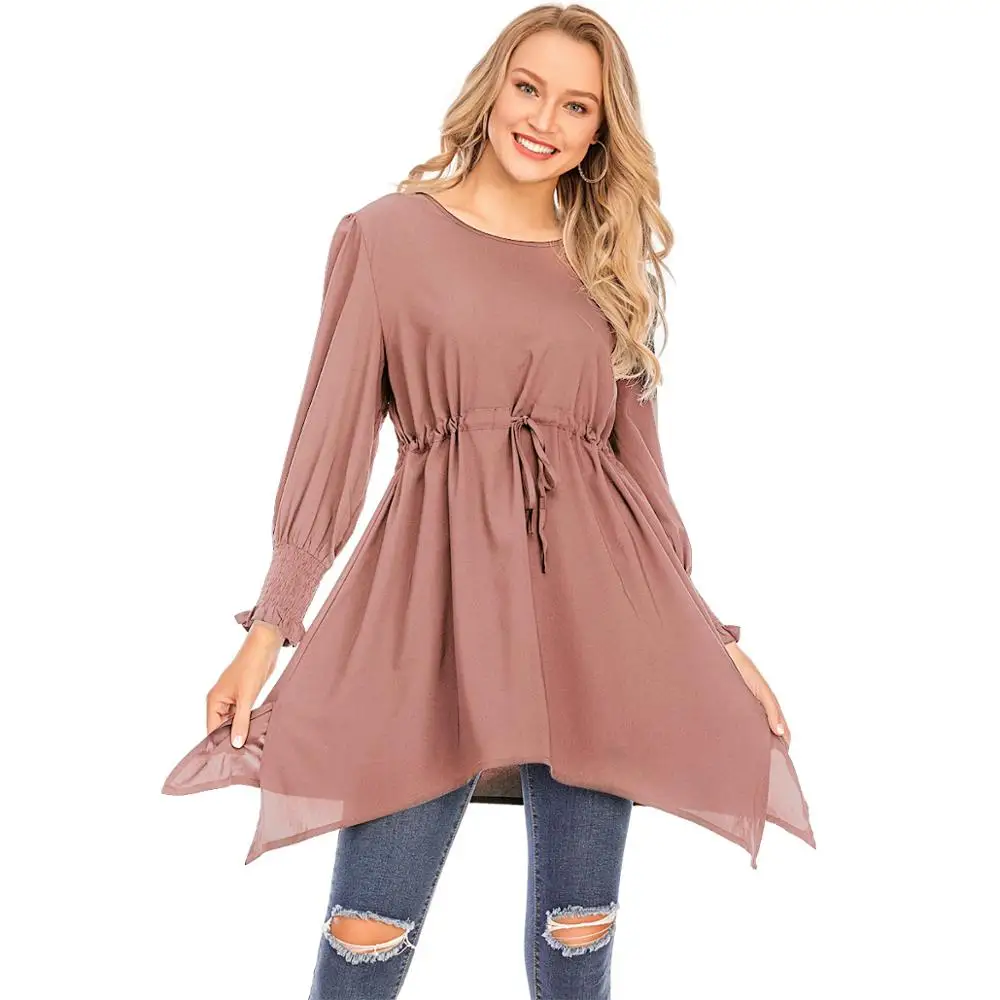 

Plus Size Blouse and Shirt Women Muslim Tops Solid Slim Fit Shirts Blusas Women Islamic Clothing Camisas Mujer Ropa Chemise