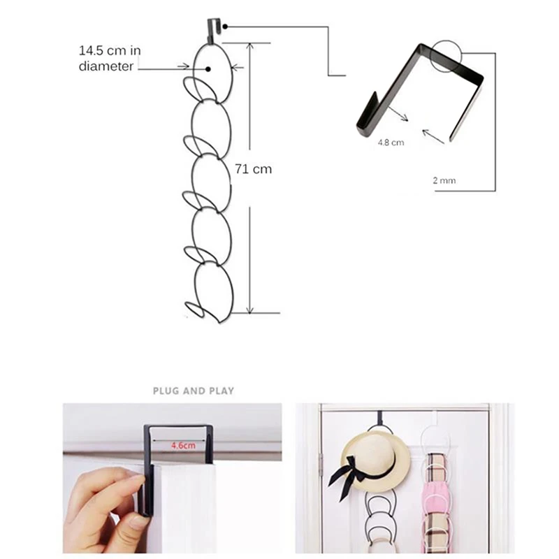 

2 PCS 5 Pack Baseball Cap Rack Hat Holder Rack Home Organizer Storage Door Closet Hanger Cap Holder Rack Robe Hooks