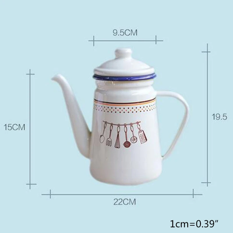 

29EA Enamel Outdoor Camping Hot Coffee Tea Pot Vintage home Kitchen Decor