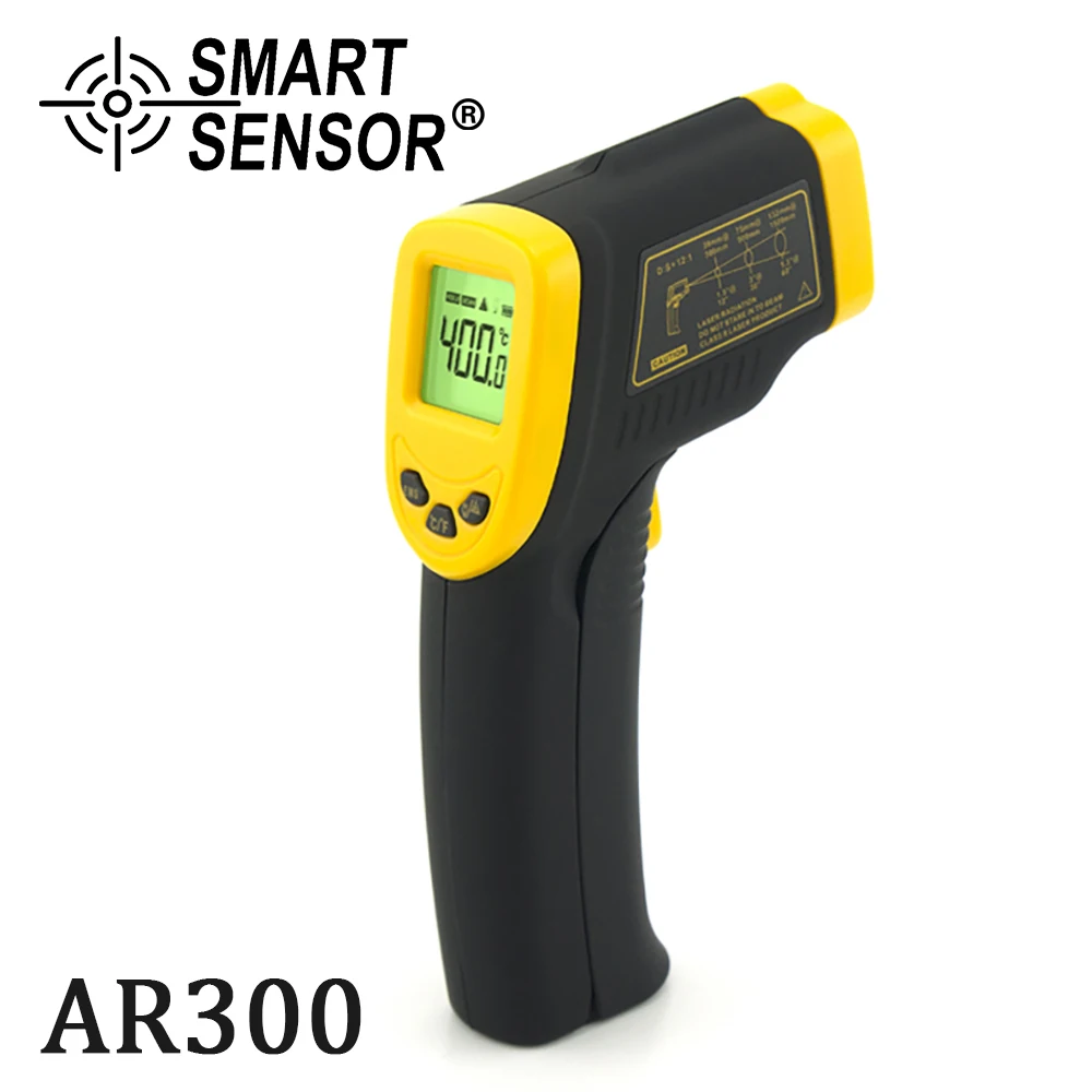 

SMART SENSOR Digital Infrared Thermometer AR300+ -32~400℃(-26~752℉) Non-Contact IR Laser Point Gun Pyrometer