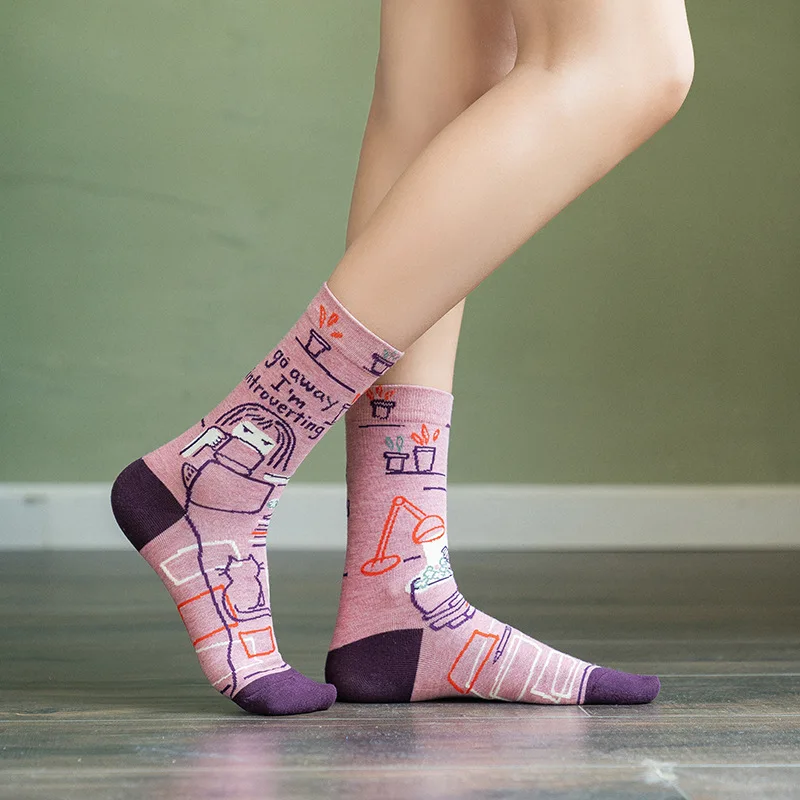 Носки женские креативные смешные милые Мультяшные носки унисекс с рисунком