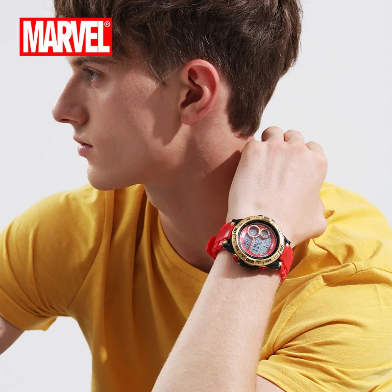Disney MARVEL мужские цифровые наручные часы многофункциональные большой циферблат