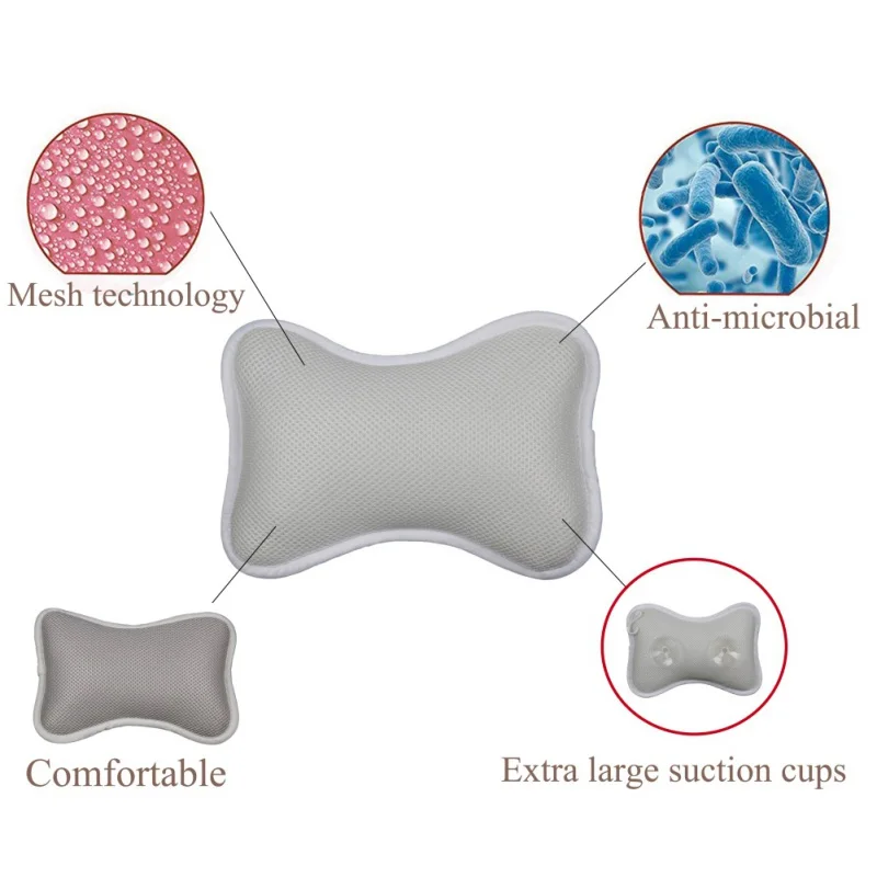 3D сетчатая Нескользящая подушка для спа-ванны спа-подушка ванны отдыха на голове