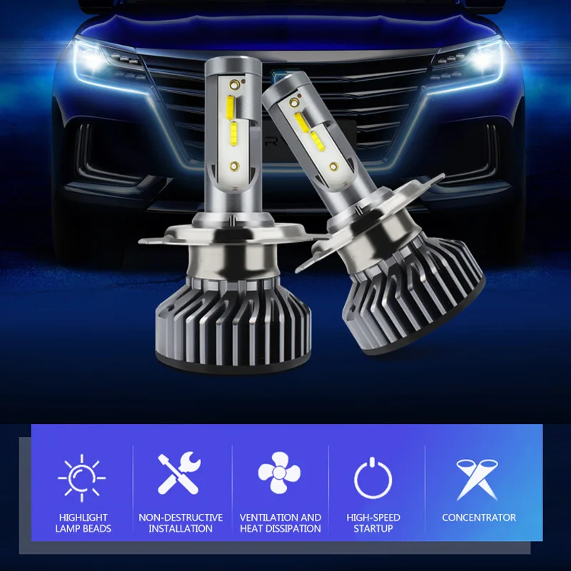 Двухцветные автомобильные фары H4 H7 16000LM H11 светодиодная лампа для лампочек фар H1 H8 H9 9005 9006 HB3 HB4 Turbo 12V 24V включено.