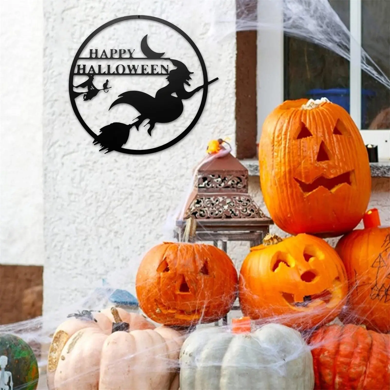 Ведьма на бромпе металлическое искусство Счастливый Хэллоуин настенное