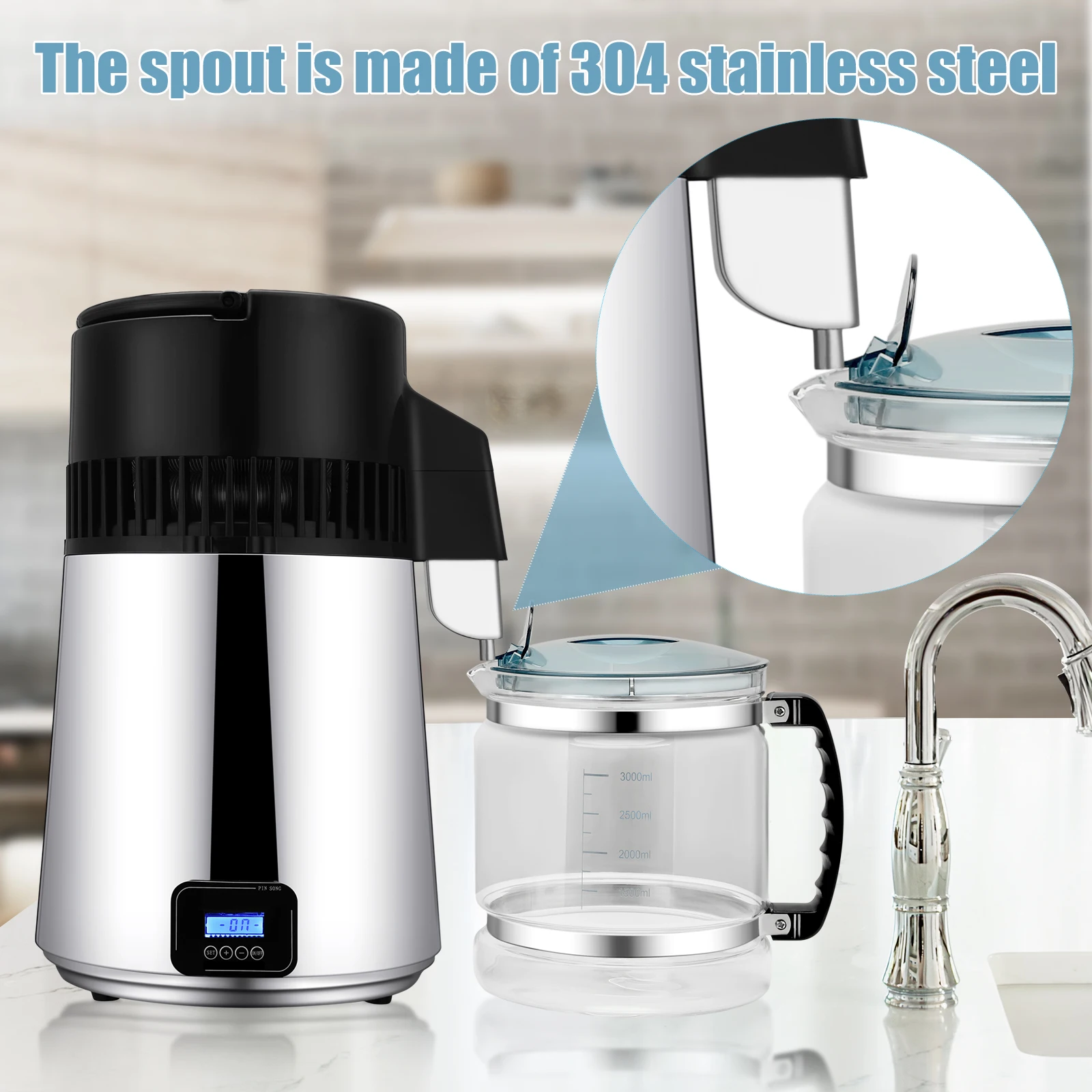 

Water Distiller Machine 4L Stainless Steel Pure Water Distillation Machine Making Clean Water And Essential Oils For Home