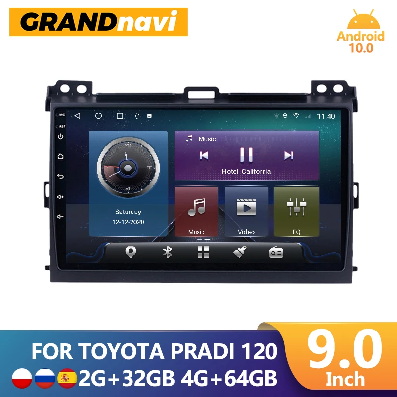 

Автомагнитола GRANDnavi Android для Toyota Land Cruiser Prado 120 2004-2009, 2din, автомобильный мультимедийный видеоплеер, GPS-навигация, Wi-Fi