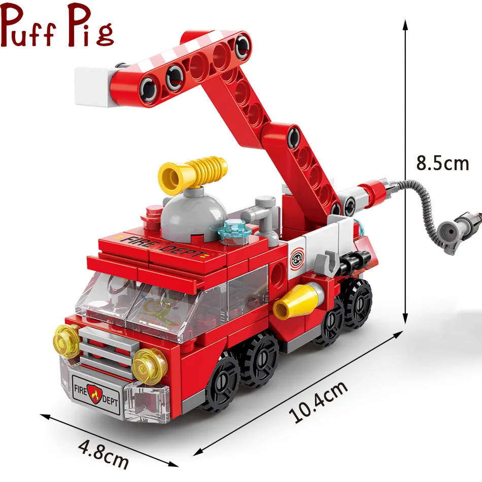 

142Pcs 6in1 DIY Figures Bricks Fire Rescue Team Building Blocks Kids Toys City Educational Children Toys