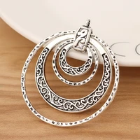 2 pieces tibetan silver large zamak hammered 4 circles round pendants 2 sides for necklace jewellery making 50x44mm