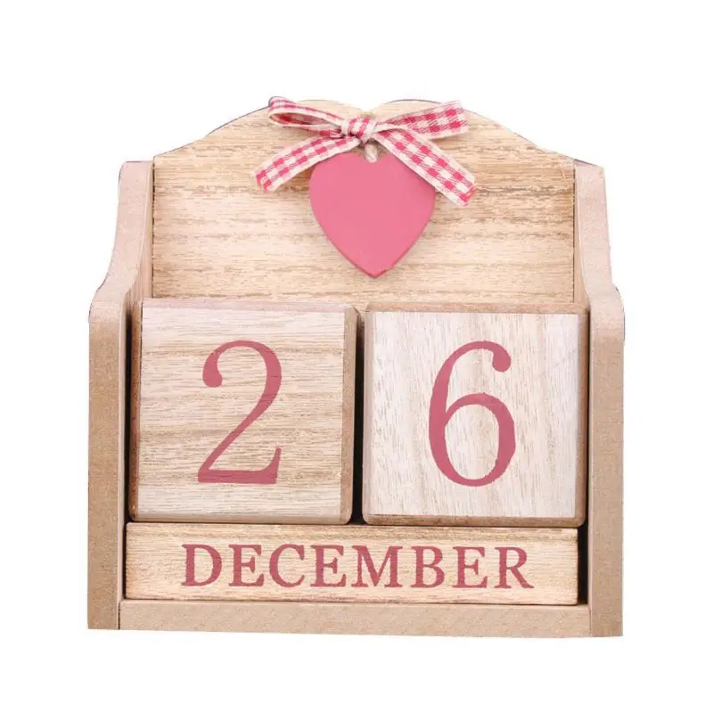 Vintage Wooden Perpetual Calendar Month Date Display Eternal Blocks Photography Props Desktop Accessories Home Office Decoration |