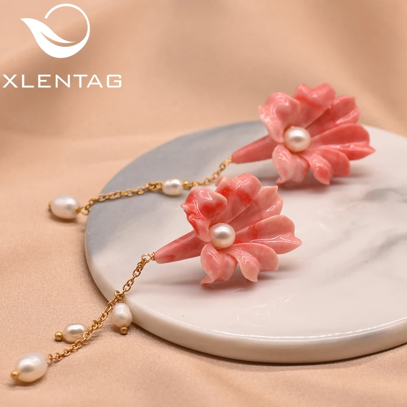 Серьги-подвески XlentAg женские из натурального жемчуга украшение для пирсинга