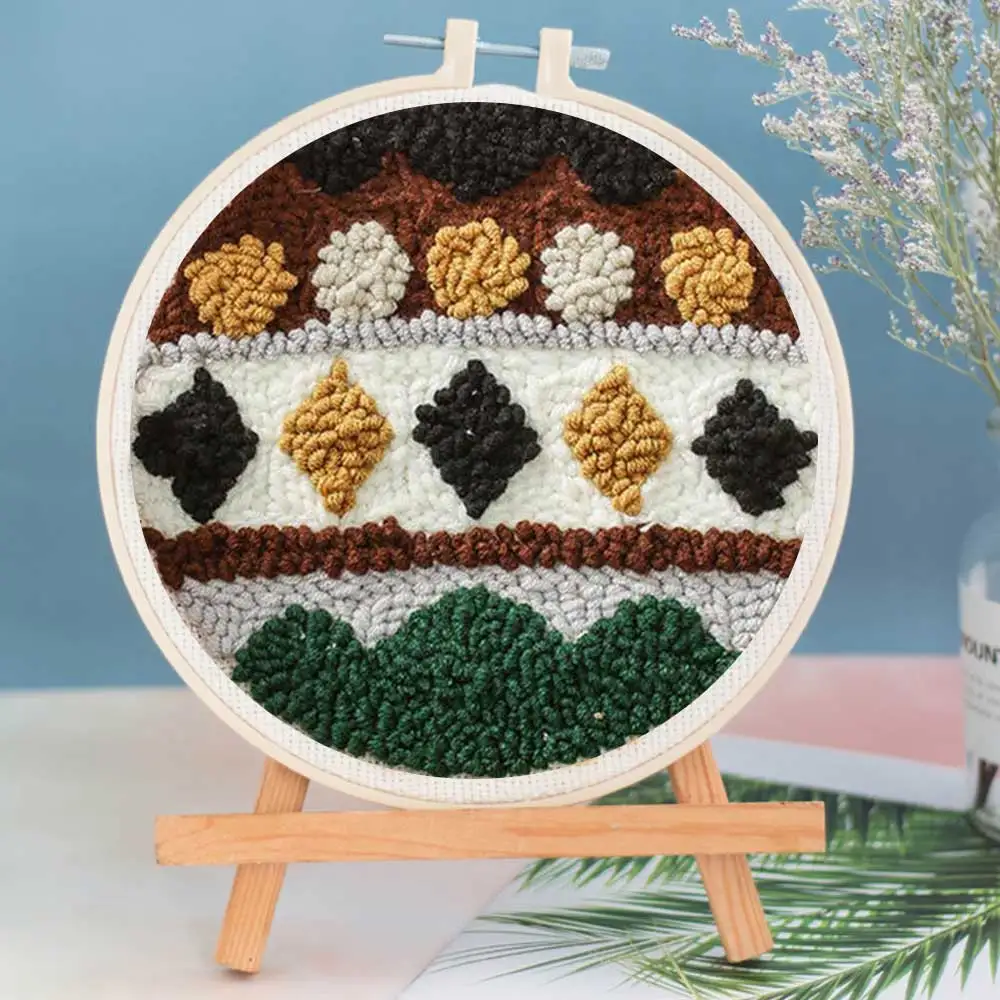 

Punch Needle Embroidery Starter Kits Punch Needle Tool Embroidery Cloth With Pattern DIY Handcraft Embroidery Set