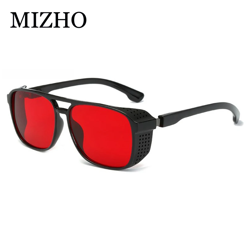 MIZHO Minus Reflection Effects Black Goggle Unisex Tony Star Sunglasses Women Steampunk Designer Punk SunGlasses Men red 2022