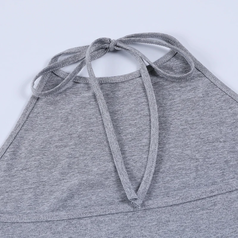 

Summer Women Overall Slim Sexy Solid Color Sleeveless Backless Gray Woman Skinny Halter Playsuits Lady Shorts Jumpsuit Rompers