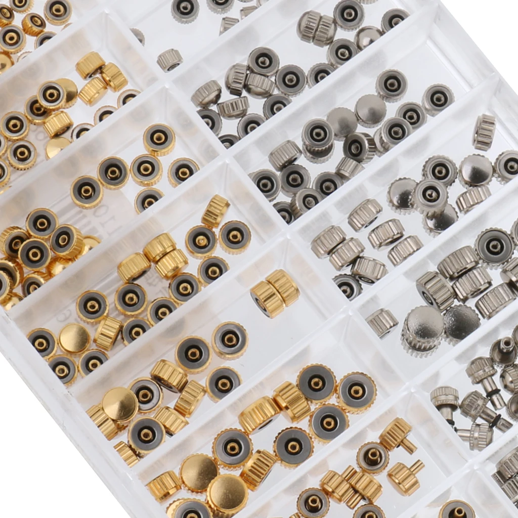 

300Pcs Silver Color Gold Waterproof Watch Crown Repair Tool Kit For Watchmaker