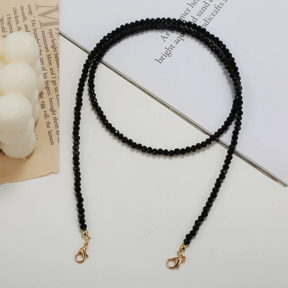 Ожерелье для очков ручной работы модное ожерелье с кристаллами и черными