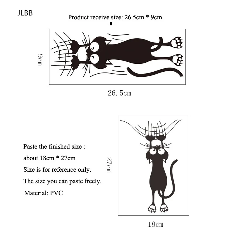 Cartoon cat climbing Wall edge Sticker home decoration for kids rooms Mural Art Decals animals door stickers wallpaper | Дом и сад