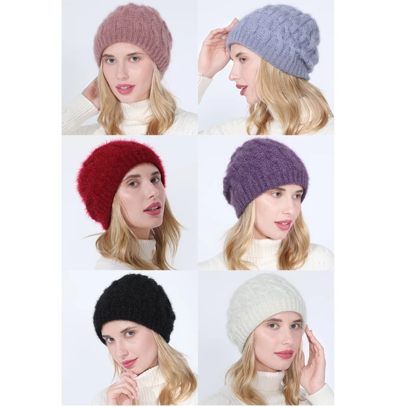 Женские зимние массивные твист кабель вязаная шапка бини с наушниками