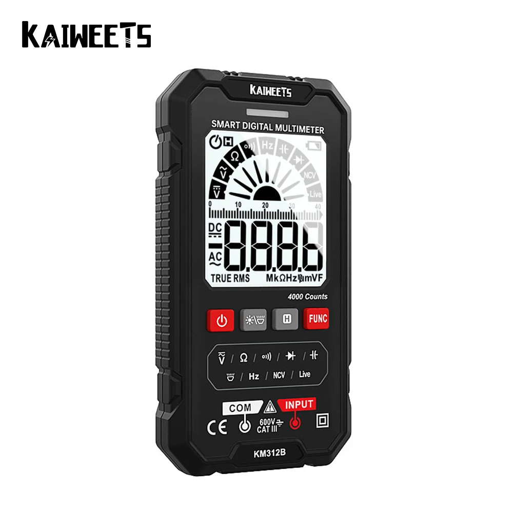 

KAIWEETS KM312B Digital Multimeter 600V Tester Meter Ohm Hz Capacitance REL True RMS AC DC DMM Multitester