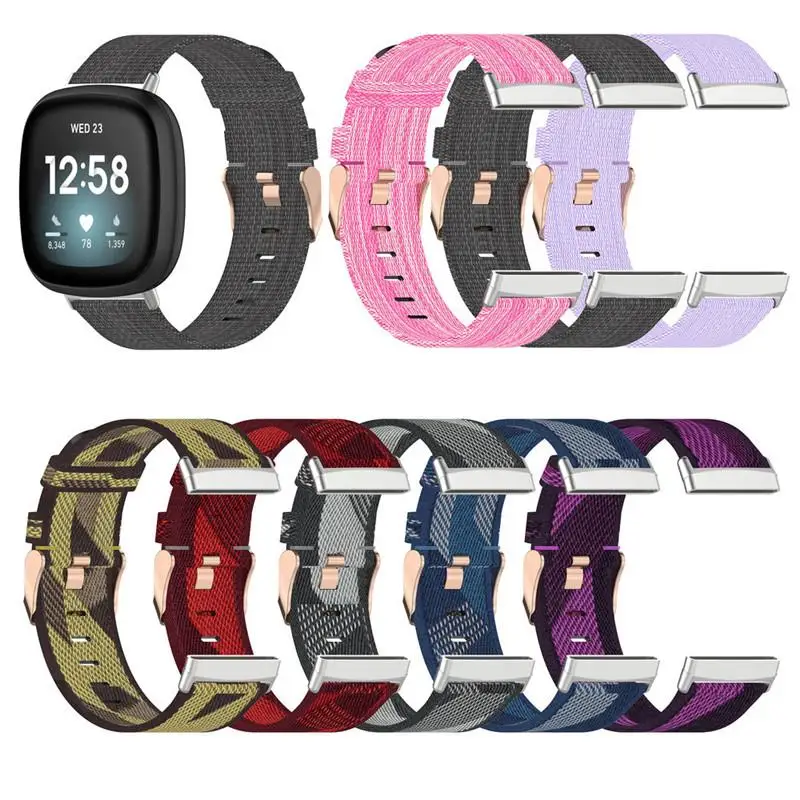 Эластичный ремешок для Fitbit Versa 3 Band регулируемый нейлоновый спортивный браслет
