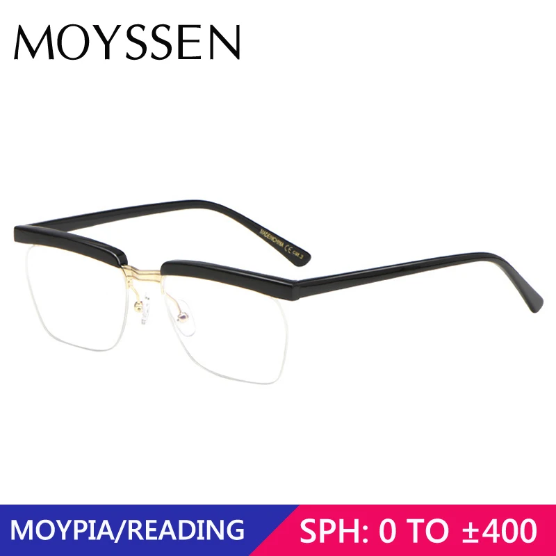 

Men's Brand Designer Eyebrow Style Acetate Half Frame Myopia Eyeglasses Woman Vintage Semi Rimless Optical Prescription Glasses