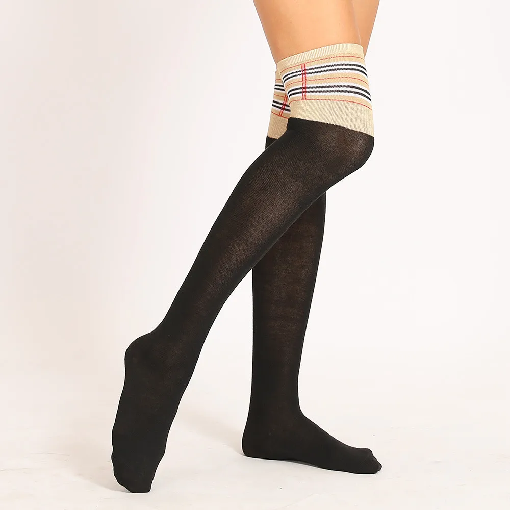 Повседневные чулки до колена для девушек 2019 женские сексуальные выше Лоскутные