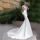 Свадебное платье с длинным рукавом, кружевной аппликацией и шлейфом