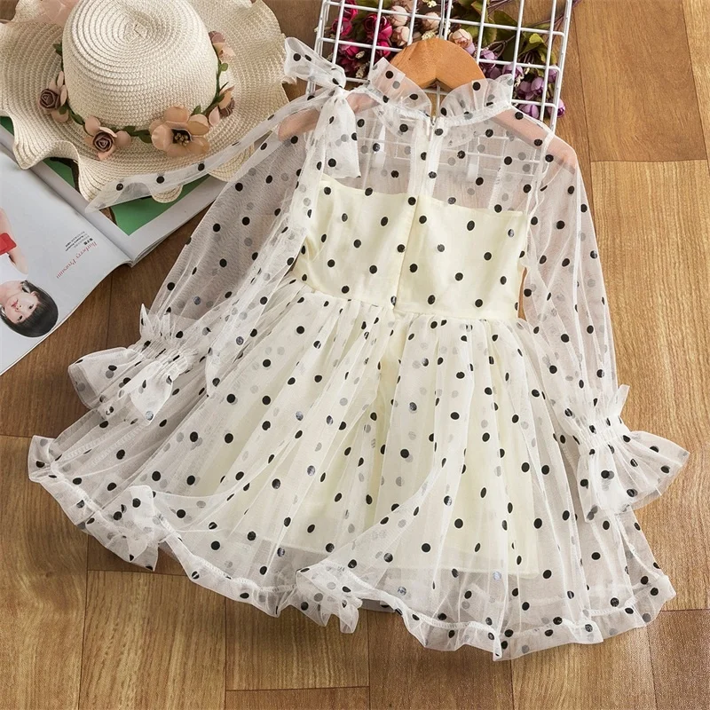 

Girls Casual Wearing 3-8y Autumn Children's clothing Children's clothing Dots Baby girl 2021 Clothing Vestido Children's