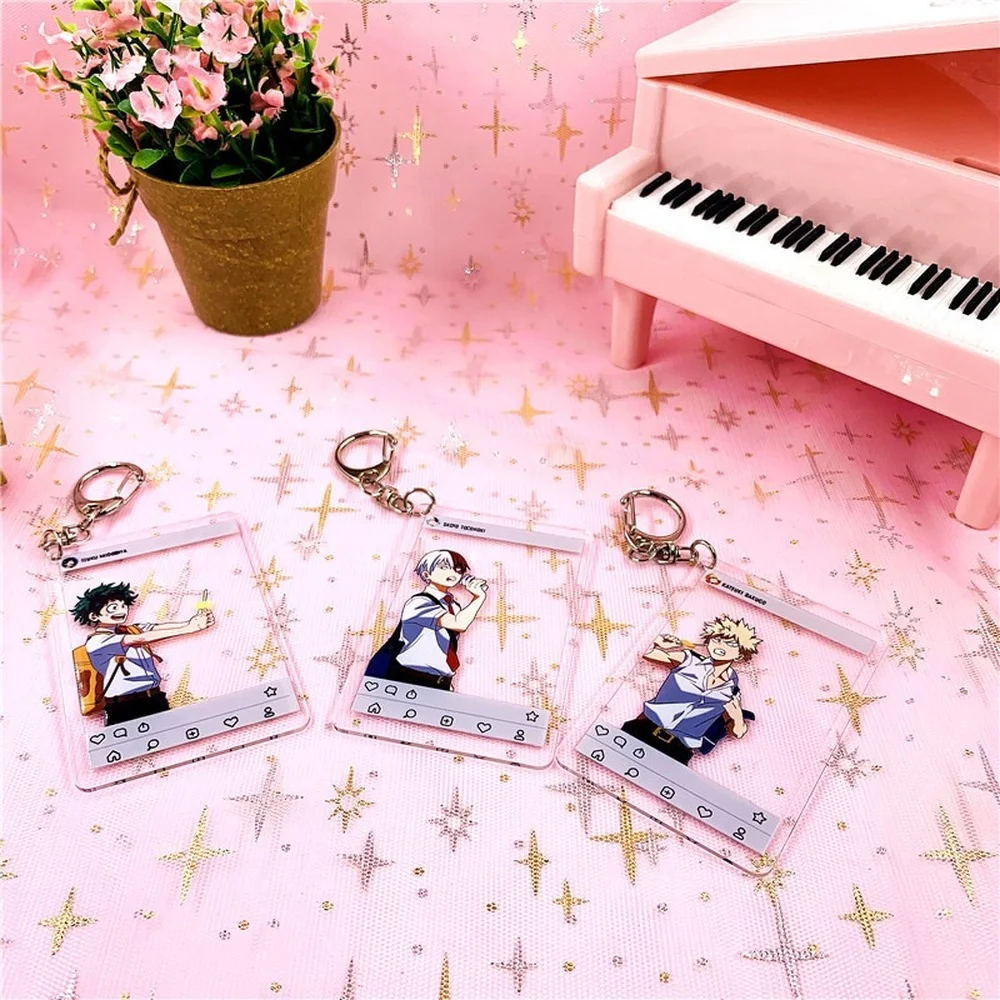 2021 fashion Lovely Cartoon Anime New Academia My Hero Academi Keychain Acrylic Key Ring Charms Gift For Women | Украшения и