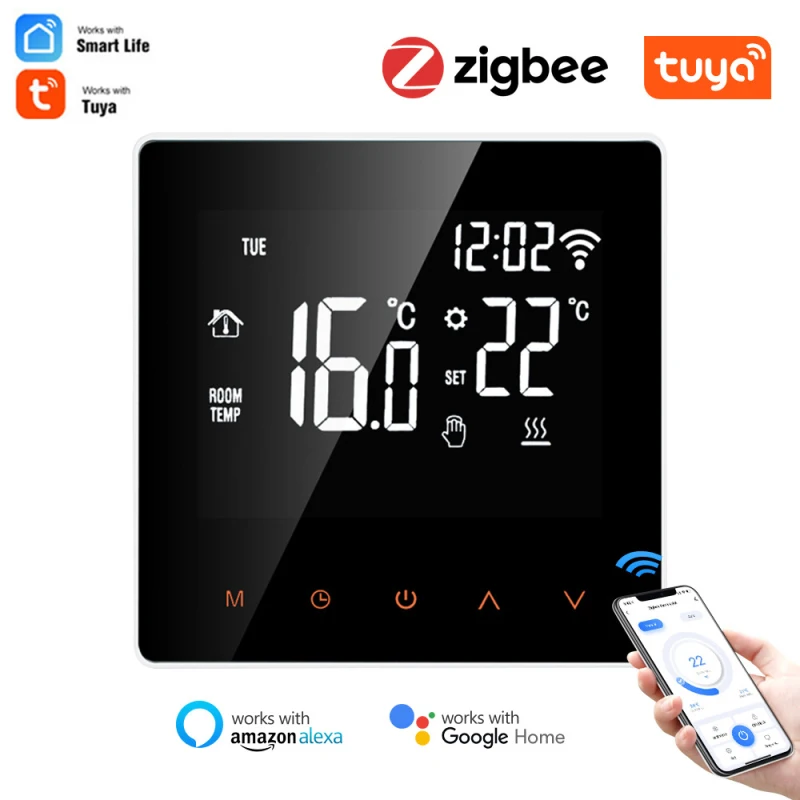 Tuya Zigbee Smart Термостат Температура Контроллер Вода% 2F Electric Отопление с Встроенным датчиком Поддержка Alexa Google Home 16A% 2F3A