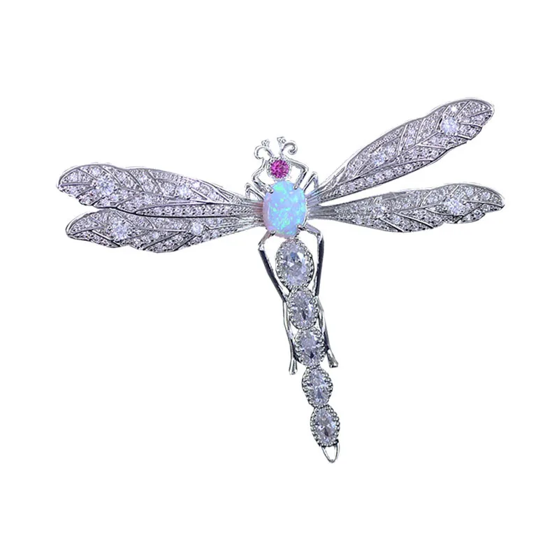 Красный ёлки бренд с большой металлической стрекоза брошь на шпильке для женщин