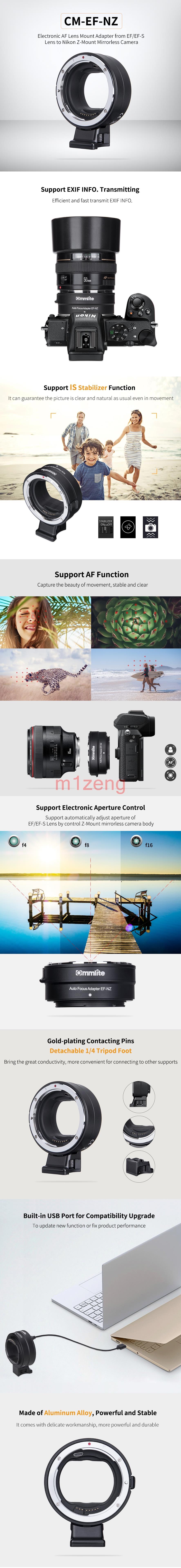 Ef-Z автоматическая фокусировка стабилизация USB адаптер кольцо для canon ef-s eos Объектив для nikon Z Z6 Z7 камера Поддержка диафрагмы EXIF