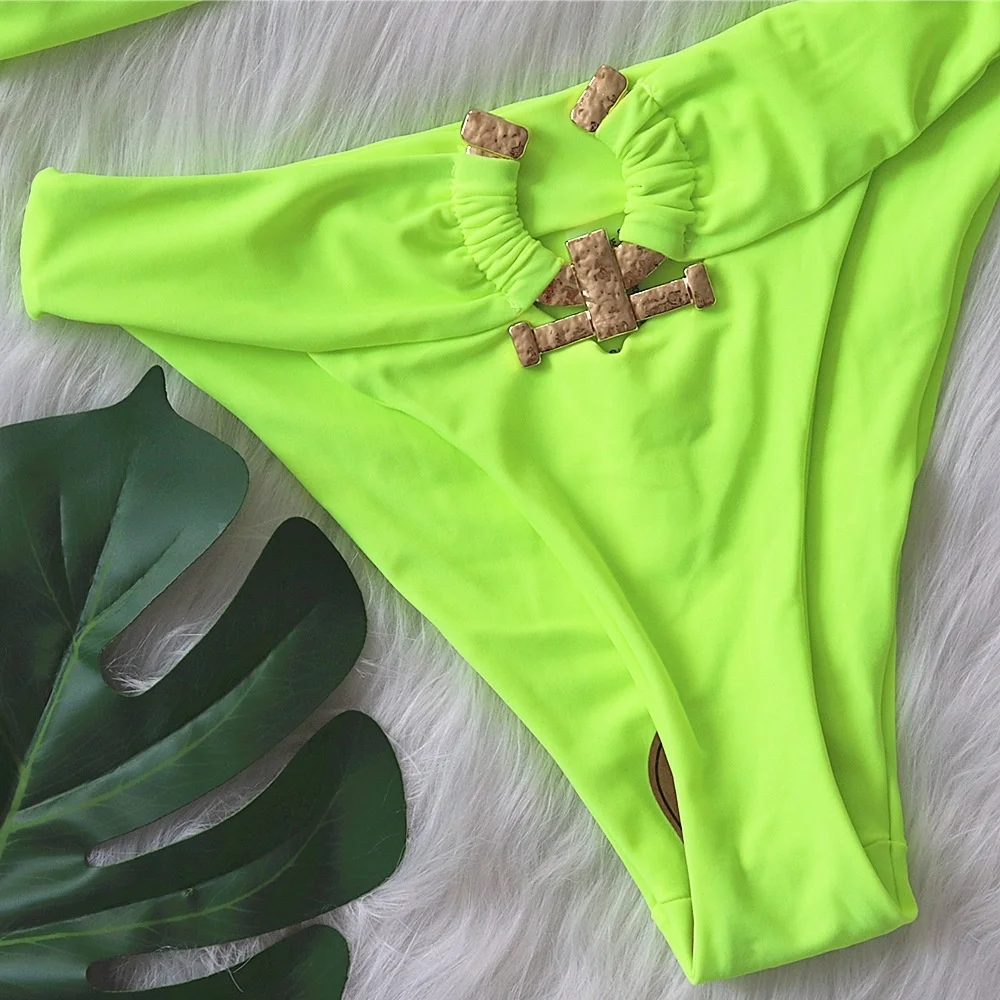 

Metal Bikini Swimwear Women 2021 New Sexy Bandeau Swimsuit Female Push Up Bikini Set Brazilian Bathing Suit Beachwear Swim Lady