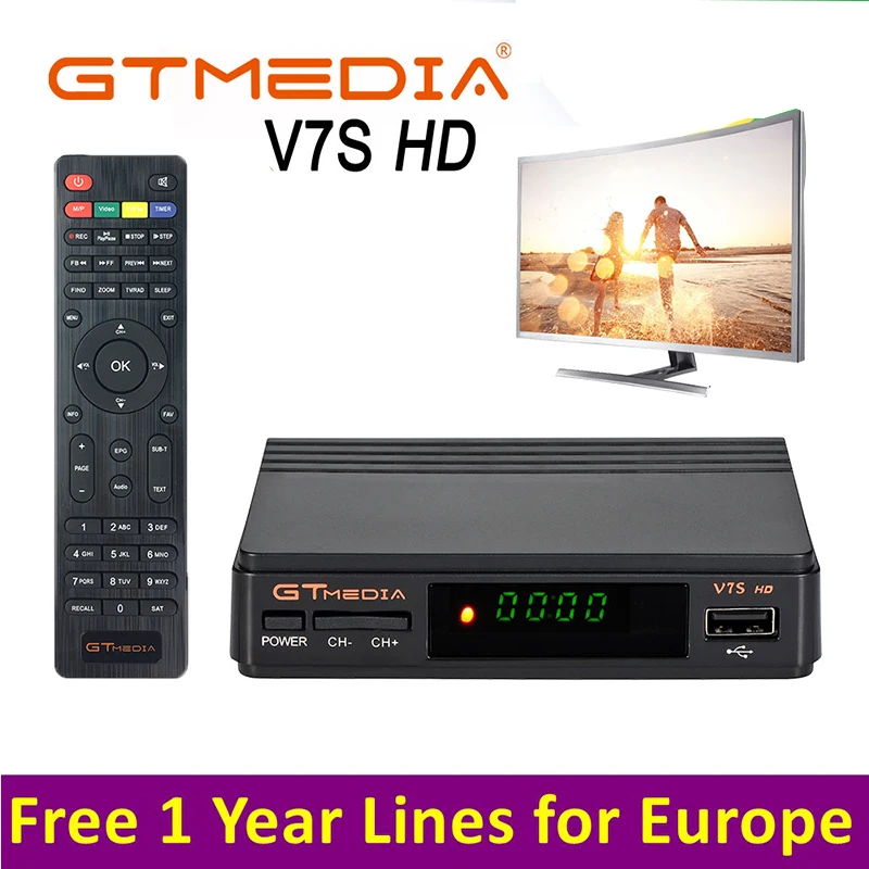 GTMEDIA V7S HD спутниковый ресивер 1080P Full DVB S2 новая версия ТВ с 1 год Европейский канал