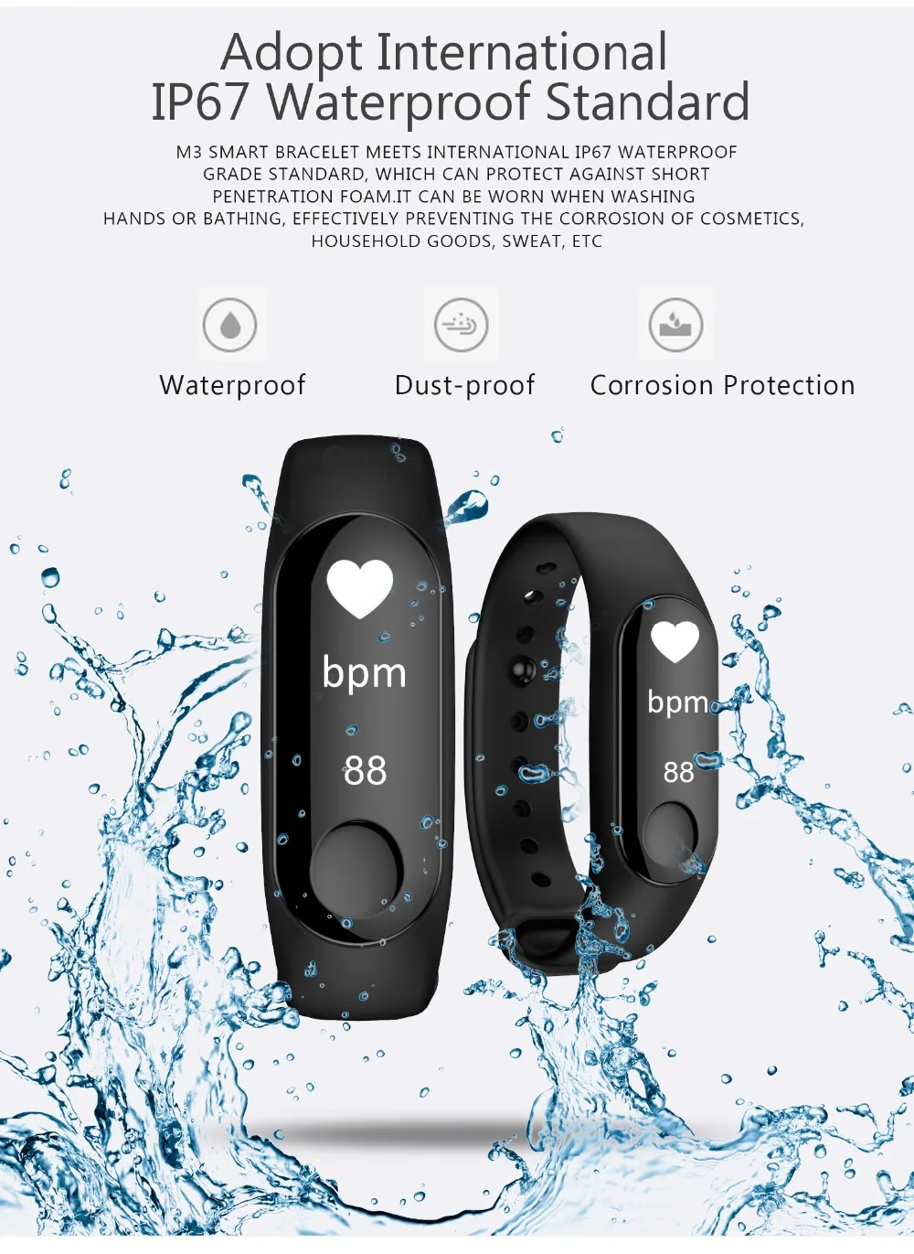 Bluetooth M3 умный Браслет С Пульсометром кровяное давление будильник шаг фитнес-трекер для Android и IOS PK 115 xiaomi mi3