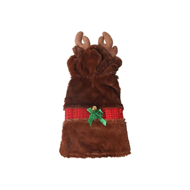

Jizizi Pet Party Accessories Amazon Cross-Border Winter Brown Plush Warm Christmas Reindeer Outerwear