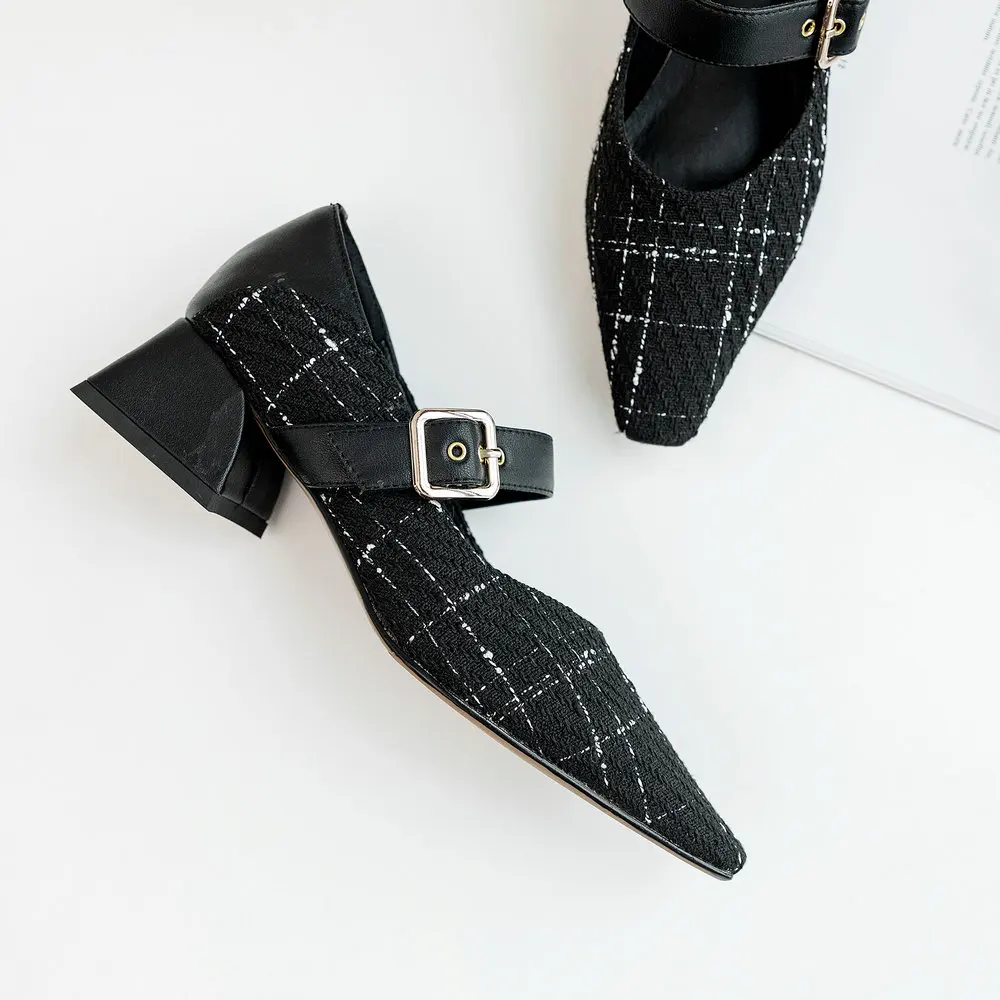 Туфли-лодочки женские на квадратном каблуке с пряжкой размеры 34 - 43 | Обувь