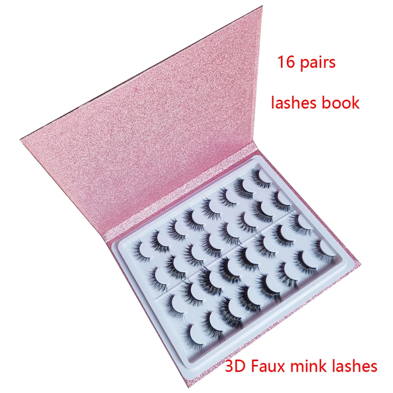 Новые 3D норковые ресницы шелковые 16 пар ресниц книга толстых длинных коробка для