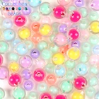 Круглые Красочные акриловые бусины 8-10 мм, бусины с отверстием для изготовления ювелирных изделий ручной работы, фурнитура сделай сам для аксессуаров для браслетов