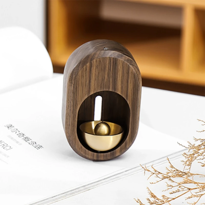 

Room Decor Wood Wind Chimes Hanging Decorations Solid Wood Doorbell Suction Door Type Copper Bell Refrigerator Decor