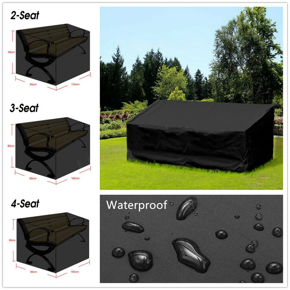 

Garden Bench Dustproof Cover Waterproof Breathable Outdoor Bench Seat Cover Black Outdoor Furniture Cover UV Protection Useful